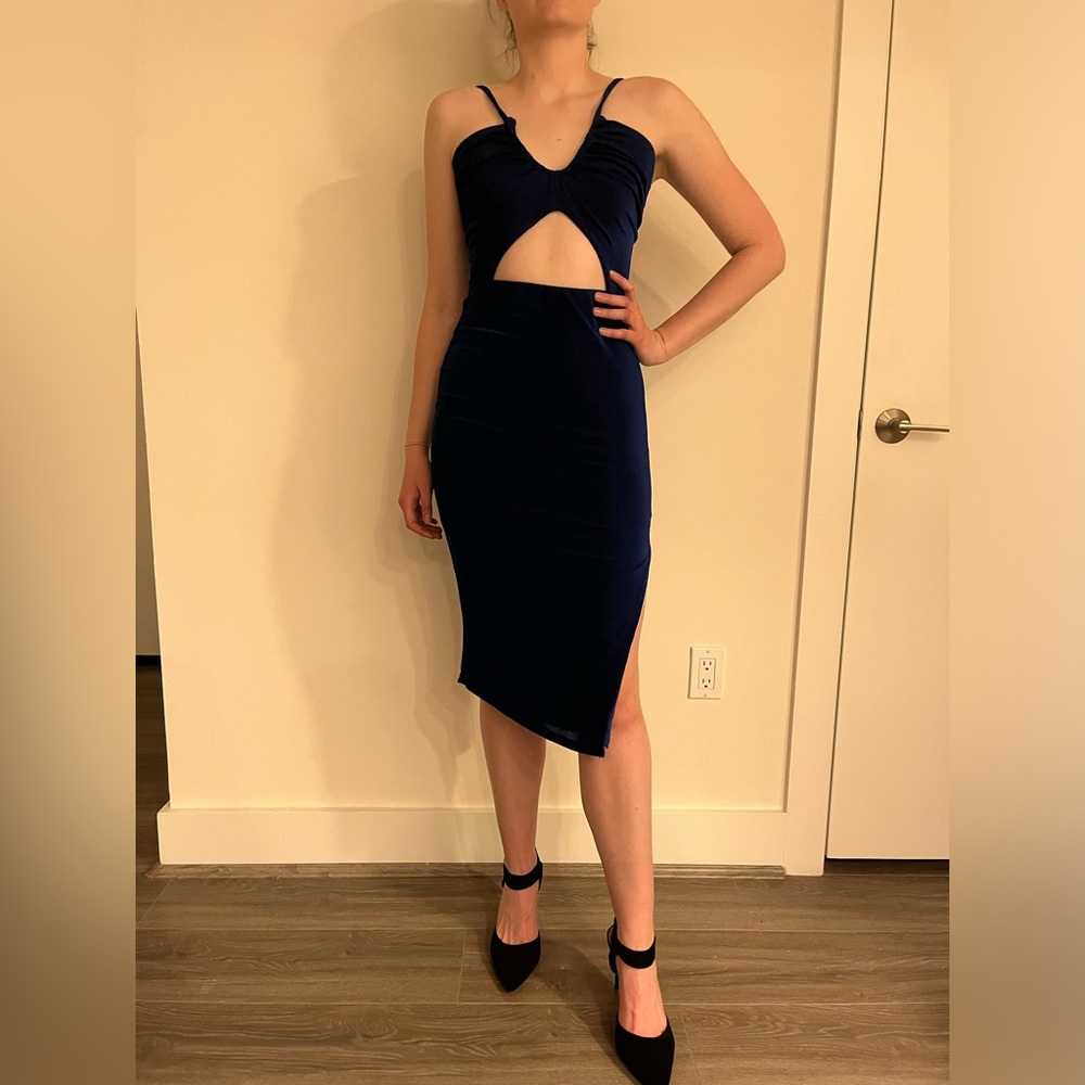 Lulus Dark Blue Cutout Midi Dress